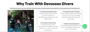 Pourquoi choisir Devocean avec liste bénéfices et photo élève et moniteur