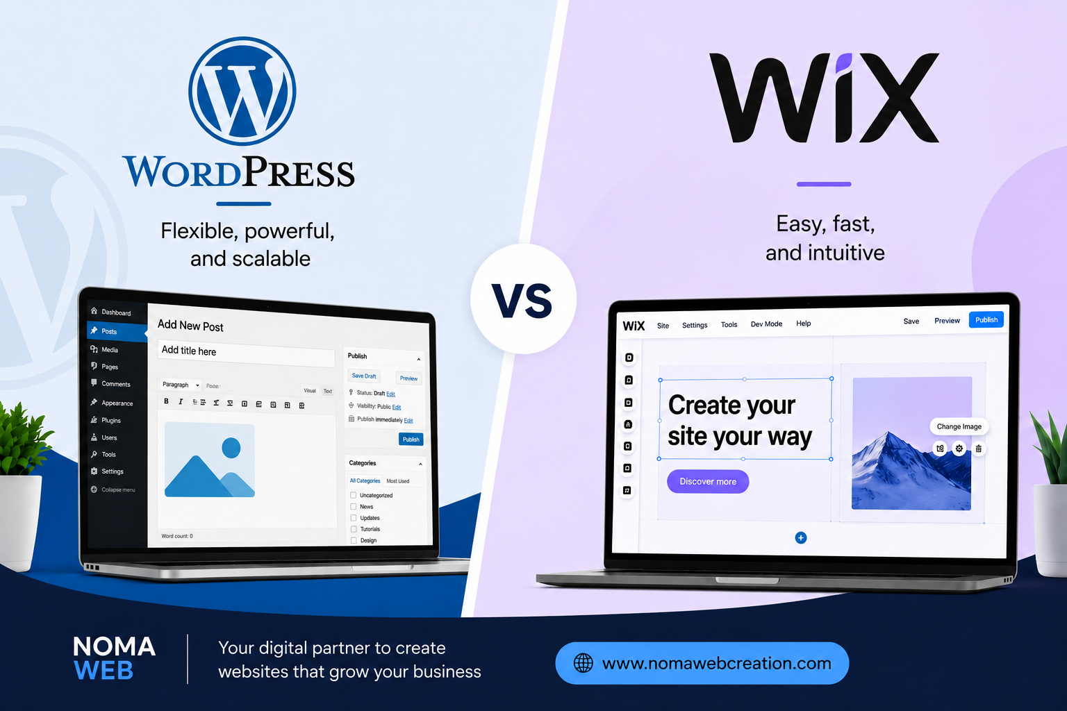 Wordpress vs Wix: advantages